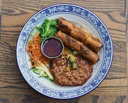 Grilled Garlic Pork Patty & Fried Rolls