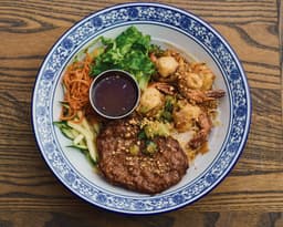 Grilled Garlic Pork Patty & Grilled Prawns