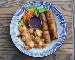 Grilled Prawns & Fried Rolls